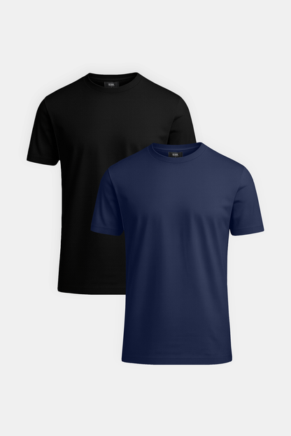 LUXE T-SHIRT 2-PACK - BLACK / DARK BLUE
